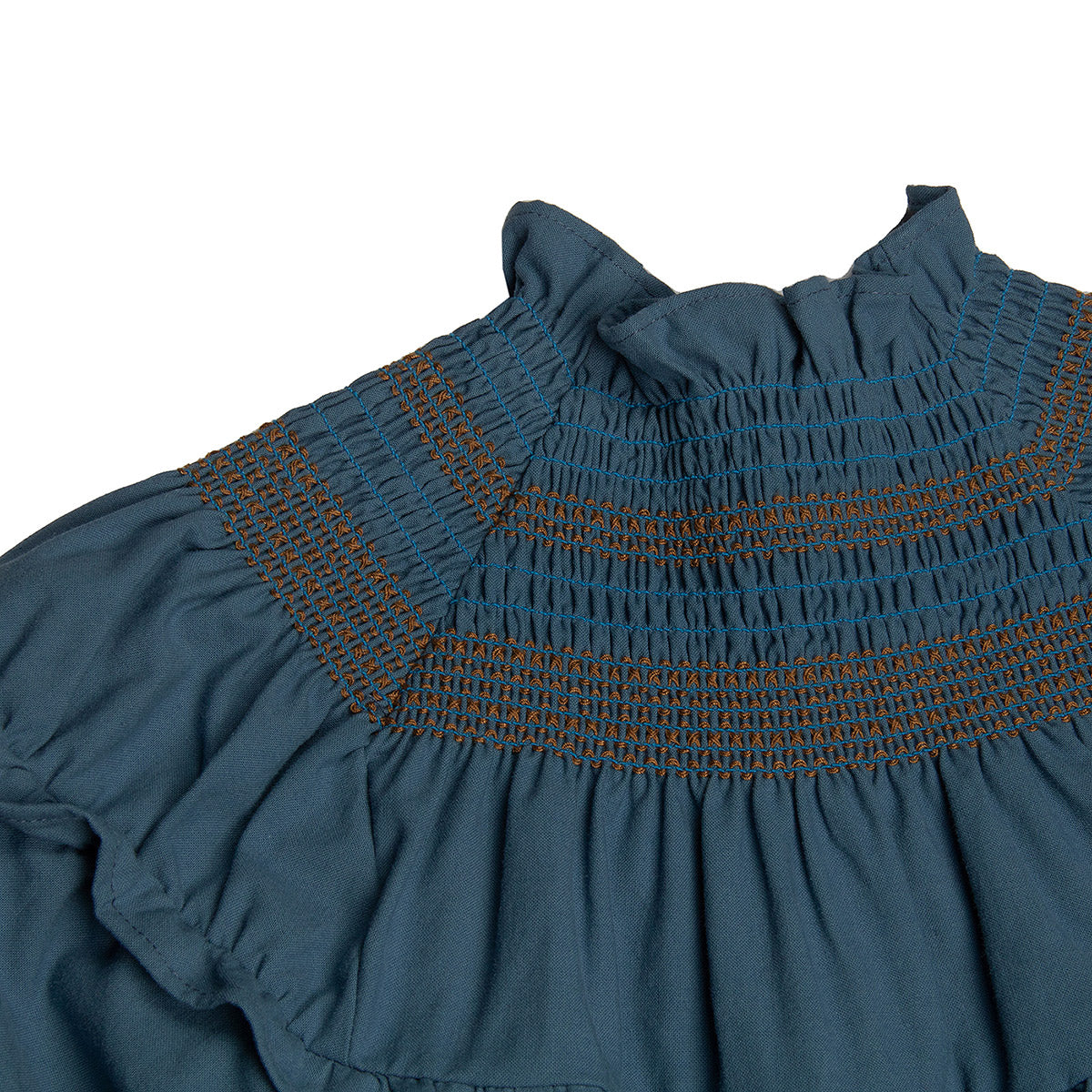 Deluxe Woven China Blue Embroidered Dress - Suuky NC