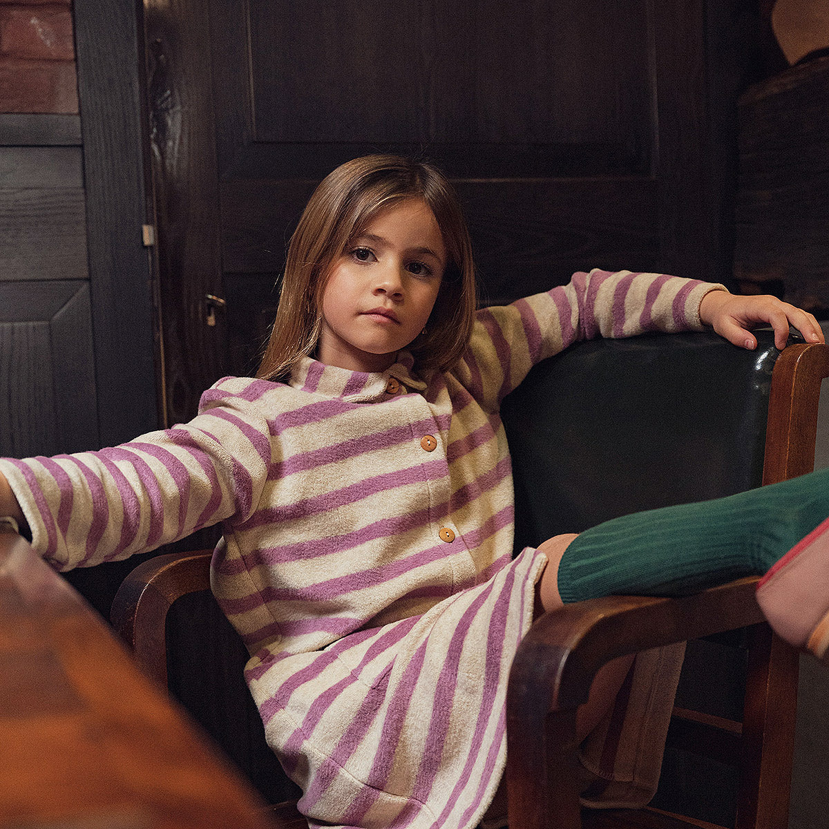 Soft Stripes Oatmeal & Grape Dress - Suuky NC
