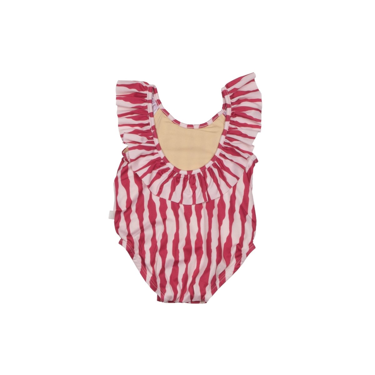 Frilled Baby Swimsuit Irregular Stripes Pink - Suuky Porto