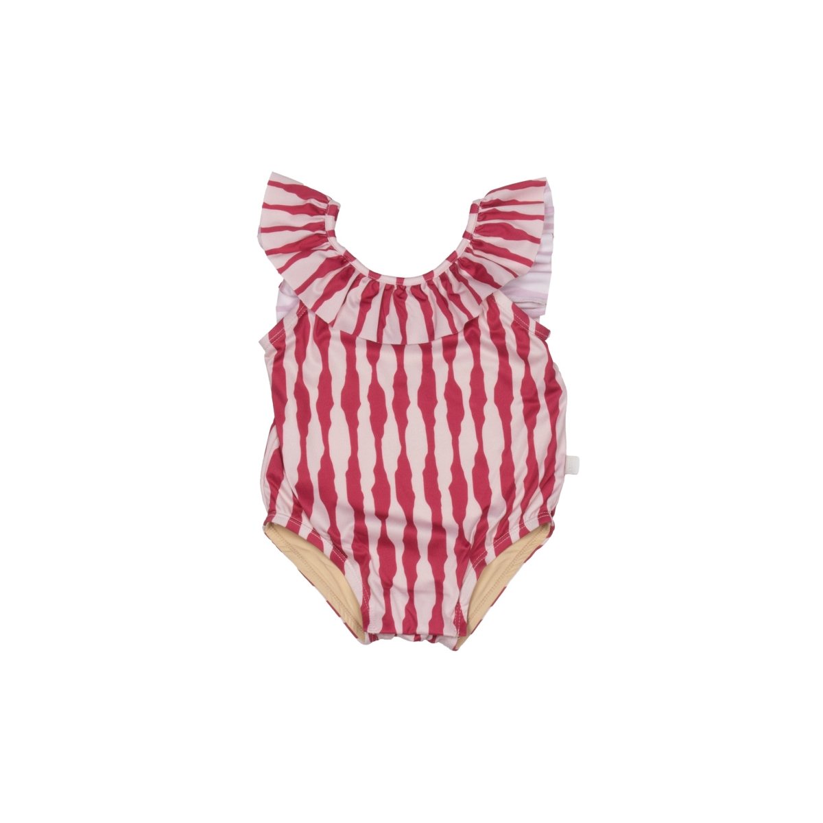 Frilled Baby Swimsuit Irregular Stripes Pink - Suuky Porto