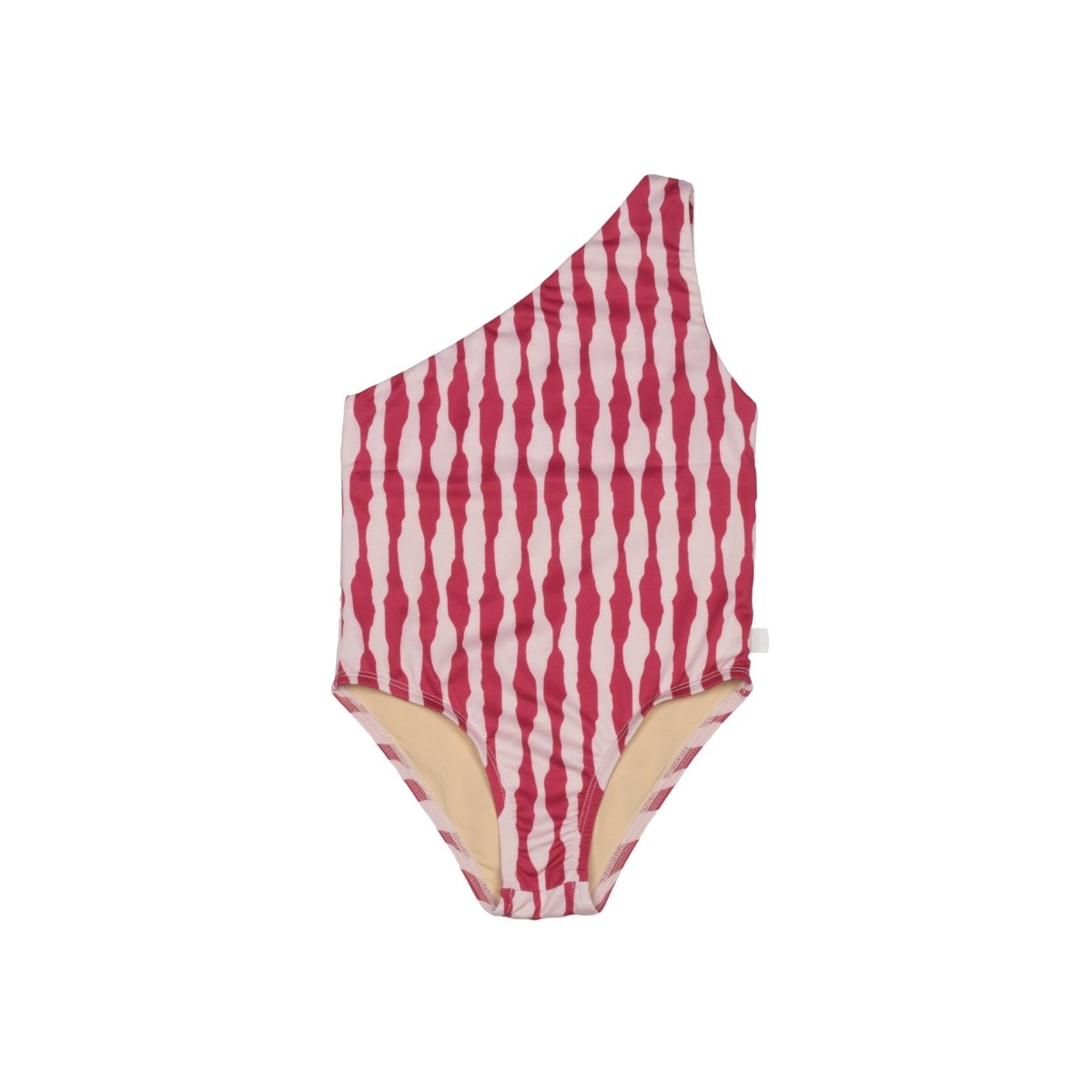 One - Shoulder Swimsuit Irregular Stripes Pink - Suuky Porto