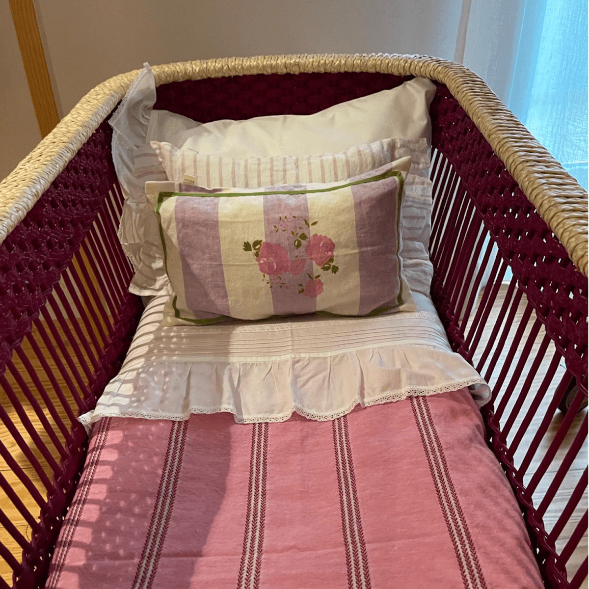 Pink & Berry Stripe Duvet Cover 100% Linen - Suuky Porto