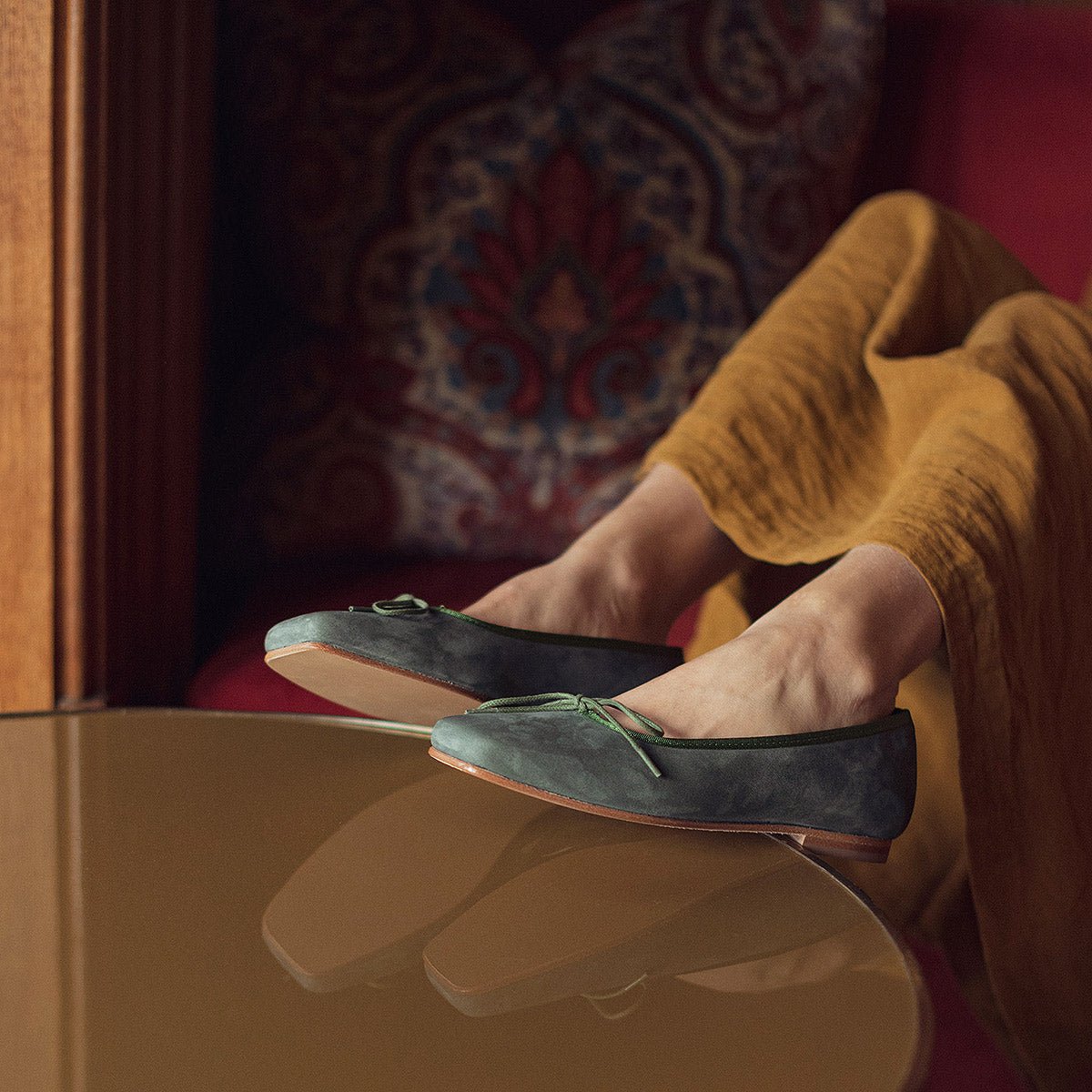 Bio Green Leather Woman Ballet Flats - Shoes Suuky Porto