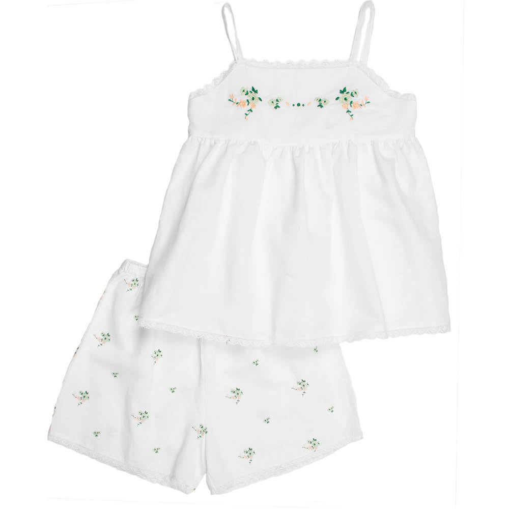 Botanical Flower Print | Girl's Embroidered Set - Sets Suuky Porto