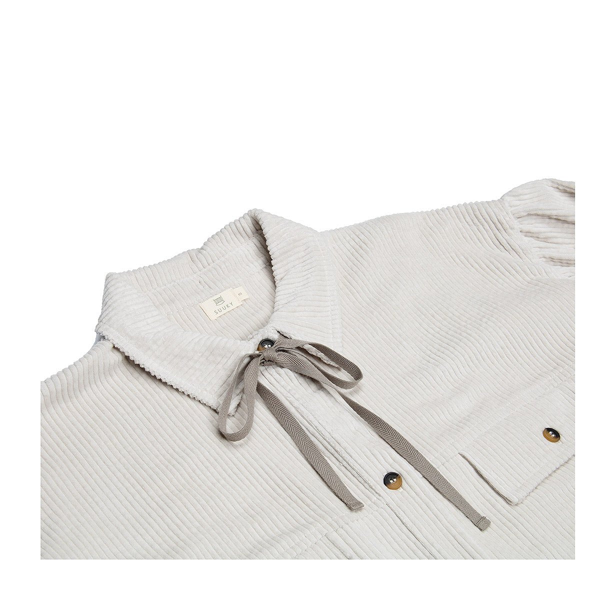 Corduroy Light Gray Woman Overshirt - Tops Suuky Porto