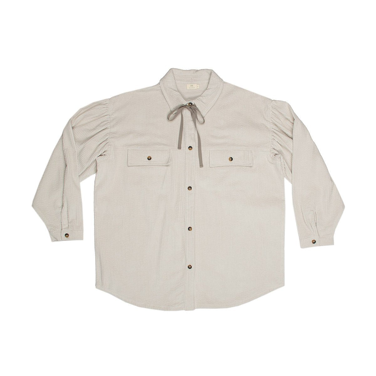 Corduroy Light Gray Woman Overshirt - Tops Suuky Porto
