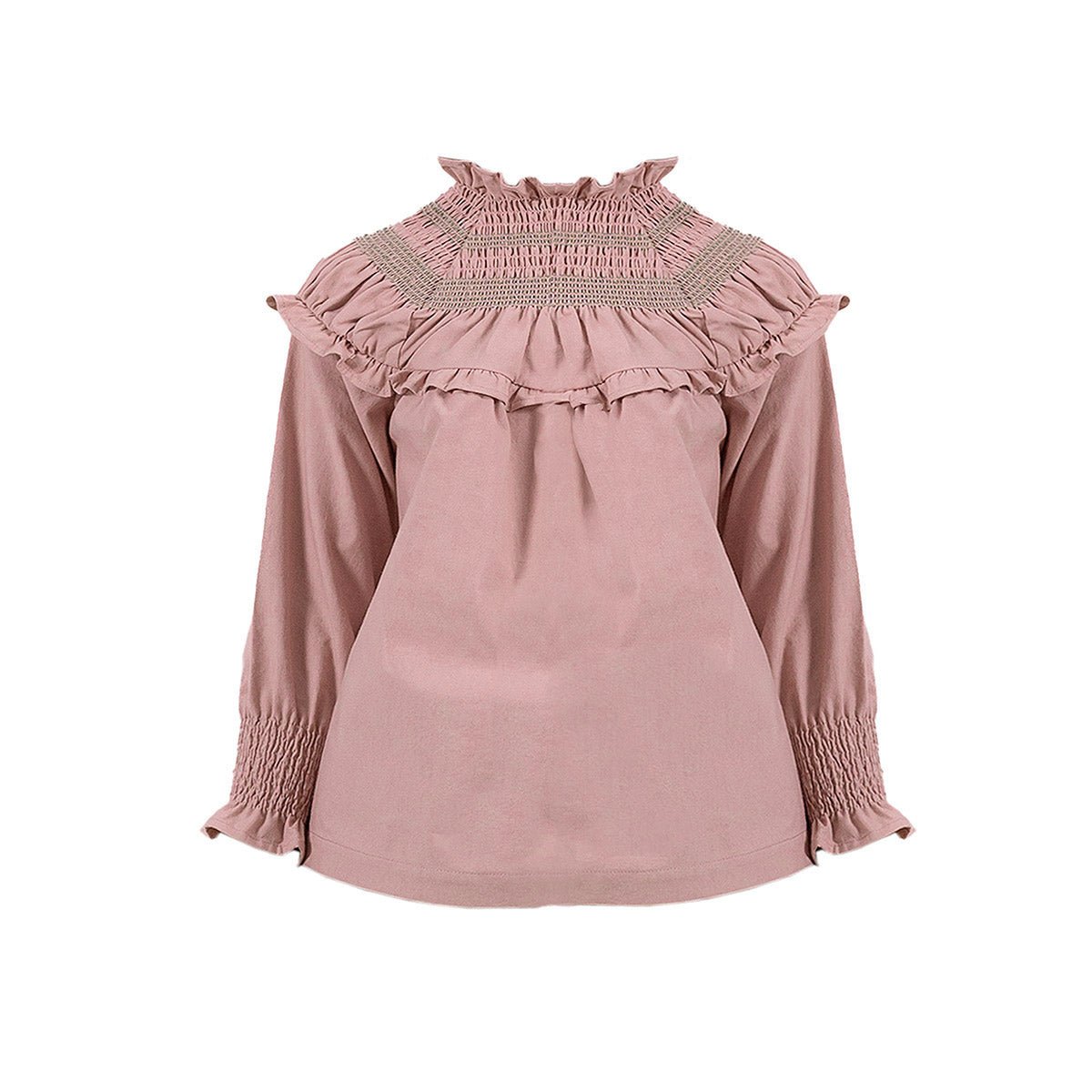 Deluxe Woven Rose Tan Embroidered Blouse - Tops Suuky Porto