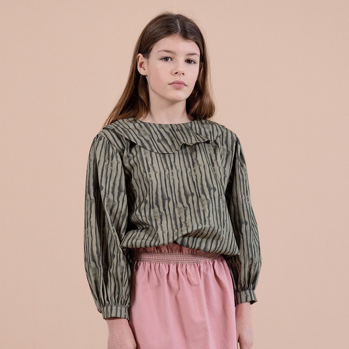 Irregular Stripes Silver Sage Blouse - Tops Suuky Porto