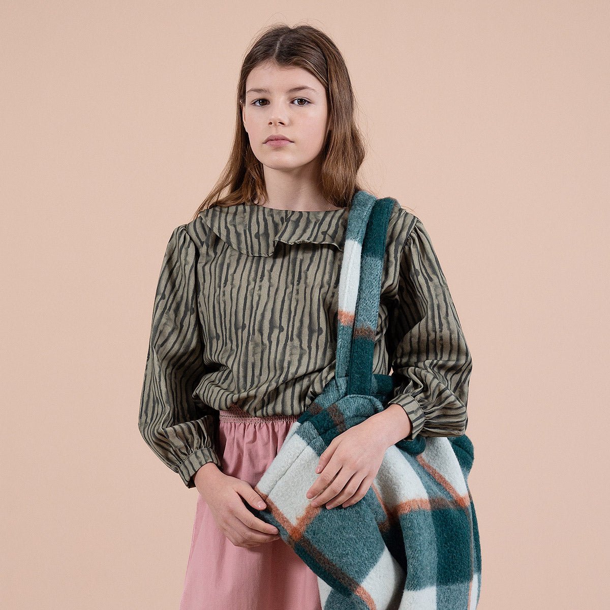 Irregular Stripes Silver Sage Blouse - Tops Suuky Porto