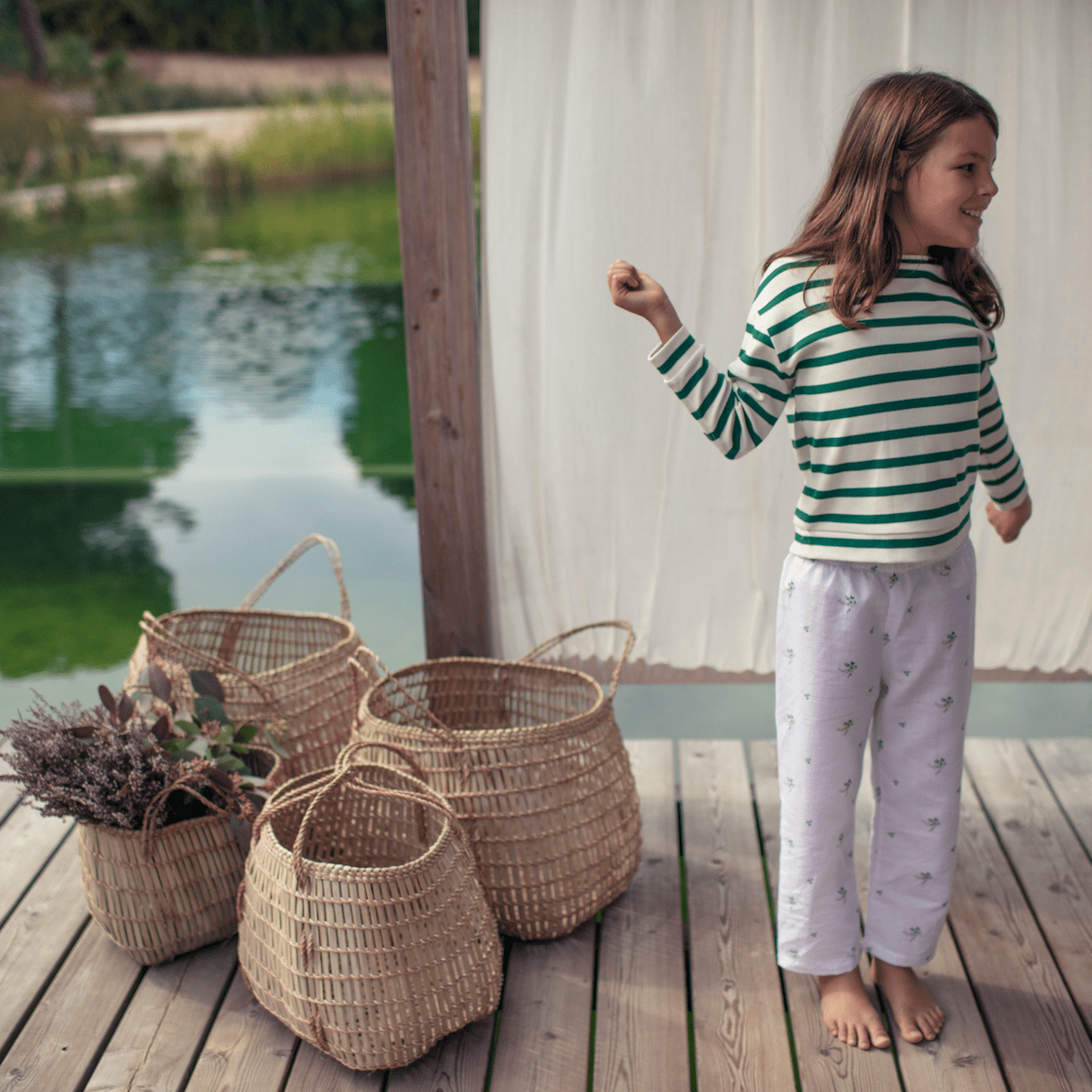 Ivory & Moss Stripe | Kid's Sweatshirt - Tops Suuky Porto
