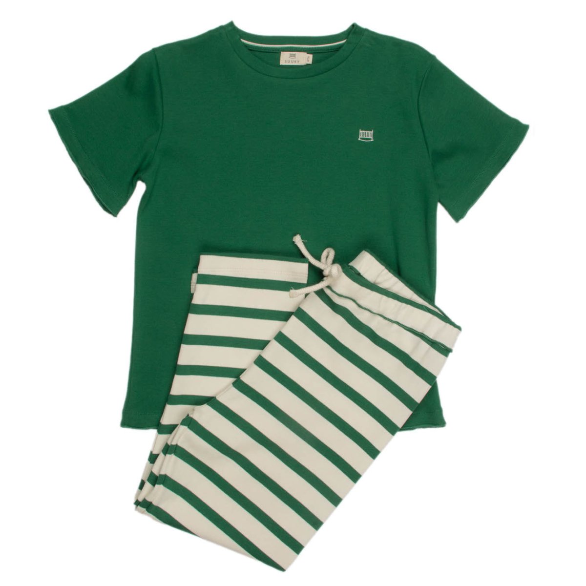 Ivory & Moss Stripe | Kid's T & Pant Set - Sets Suuky Porto
