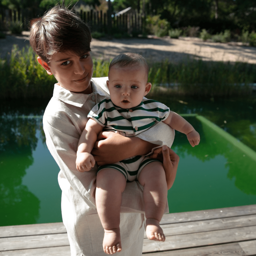 Ivory & Moss Stripe | Romper - Rompers Suuky Porto