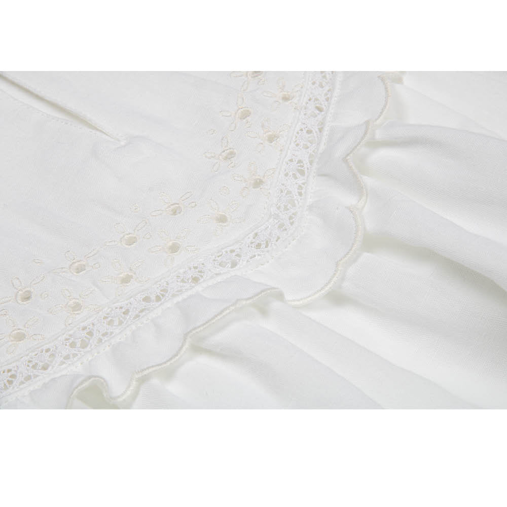 Lace Linen | Girl's Embroidery Dress Dove - Dresses & Jumpsuits Suuky Porto