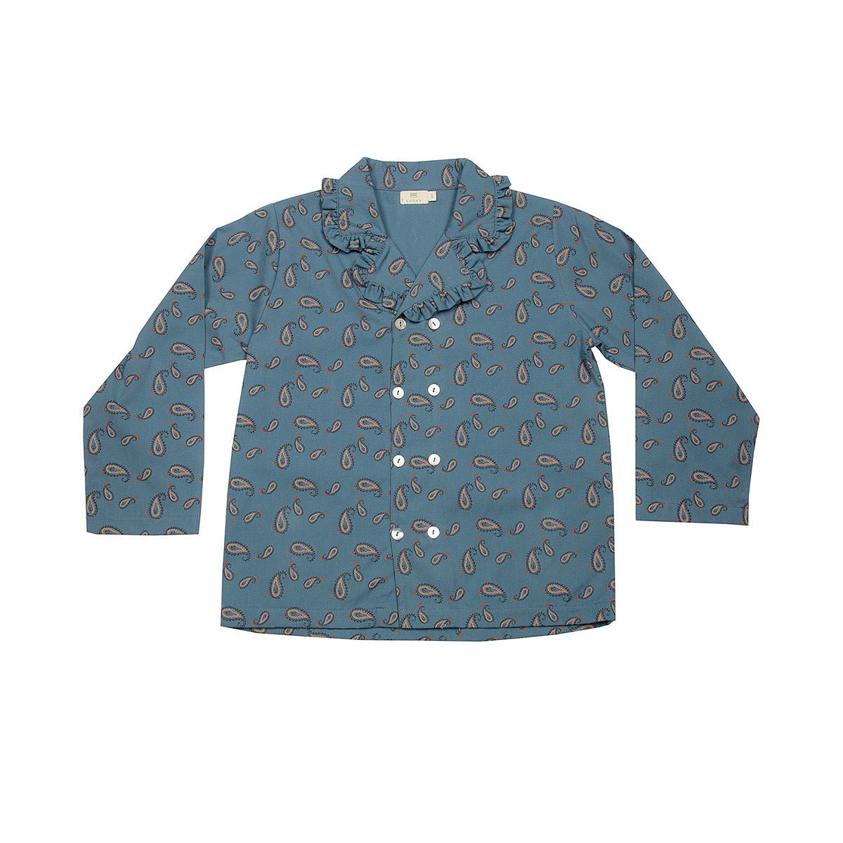 Paisley China Blue Collar Shirt - Tops Suuky Porto