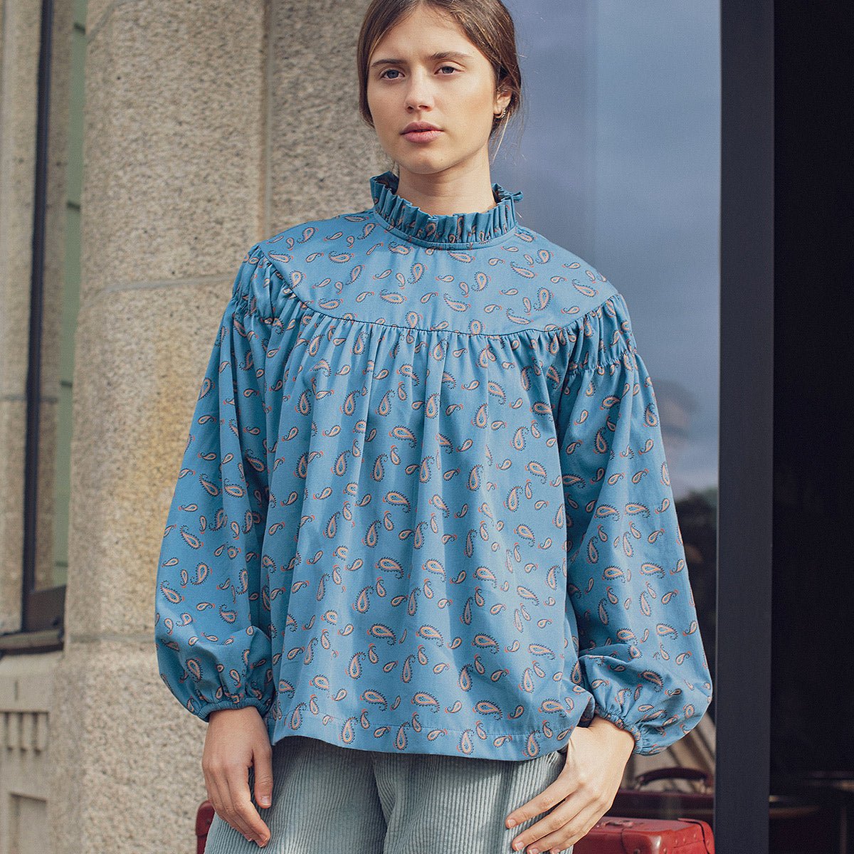 Paisley Elasticated China Blue Woman Tunic - Tops Suuky Porto