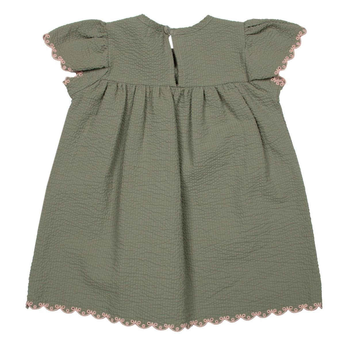 Seersucker Embroidered Baby Dress - Suuky Porto
