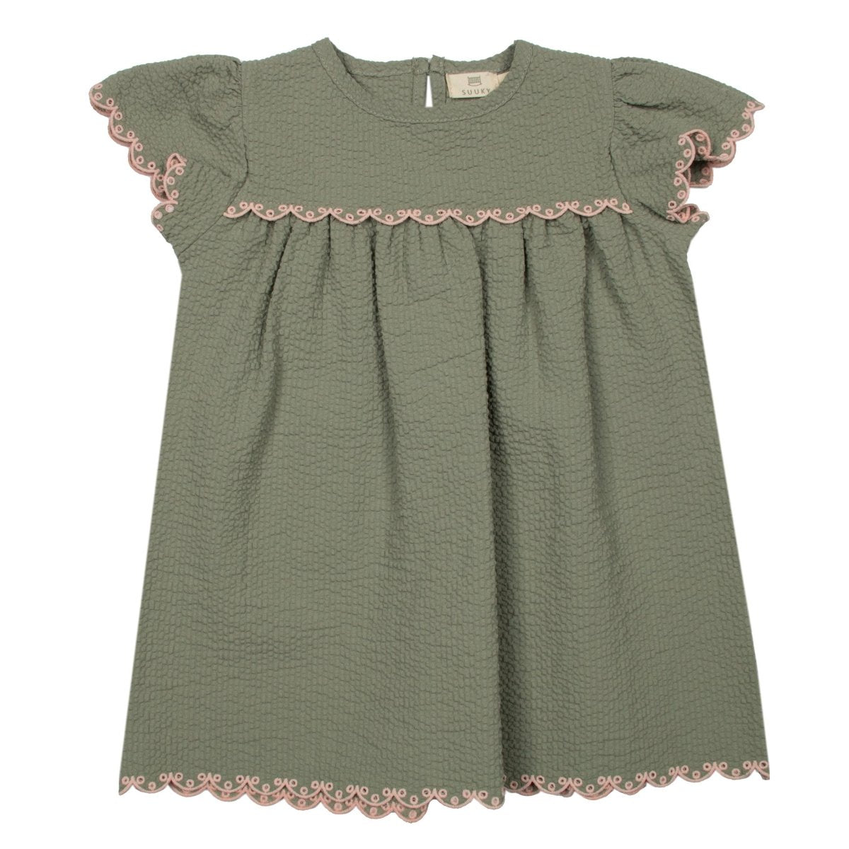 Seersucker Embroidered Baby Dress - Suuky Porto