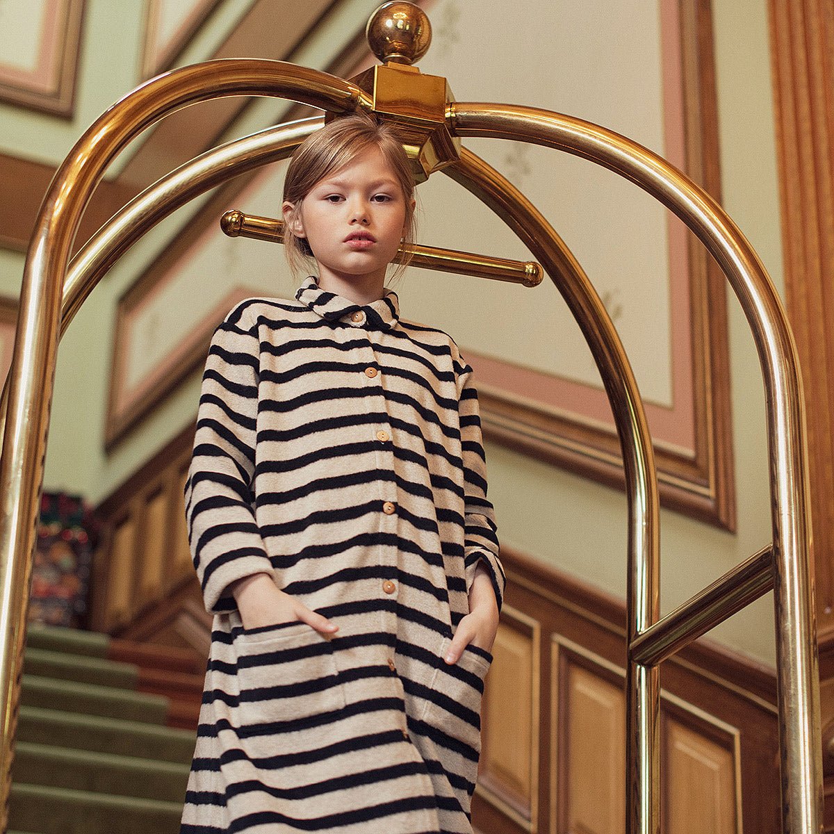 Soft Stripes Oatmeal & Black Dress - Dresses & Jumpsuits Suuky Porto