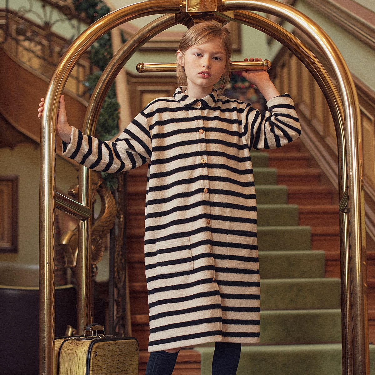 Soft Stripes Oatmeal & Black Dress - Dresses & Jumpsuits Suuky Porto