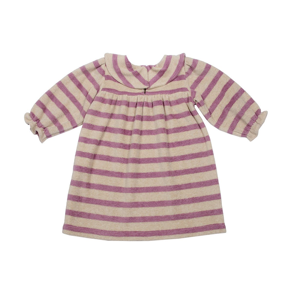 Soft Stripes Oatmeal & Grape Baby Dress - Dresses & Jumpsuits Suuky Porto