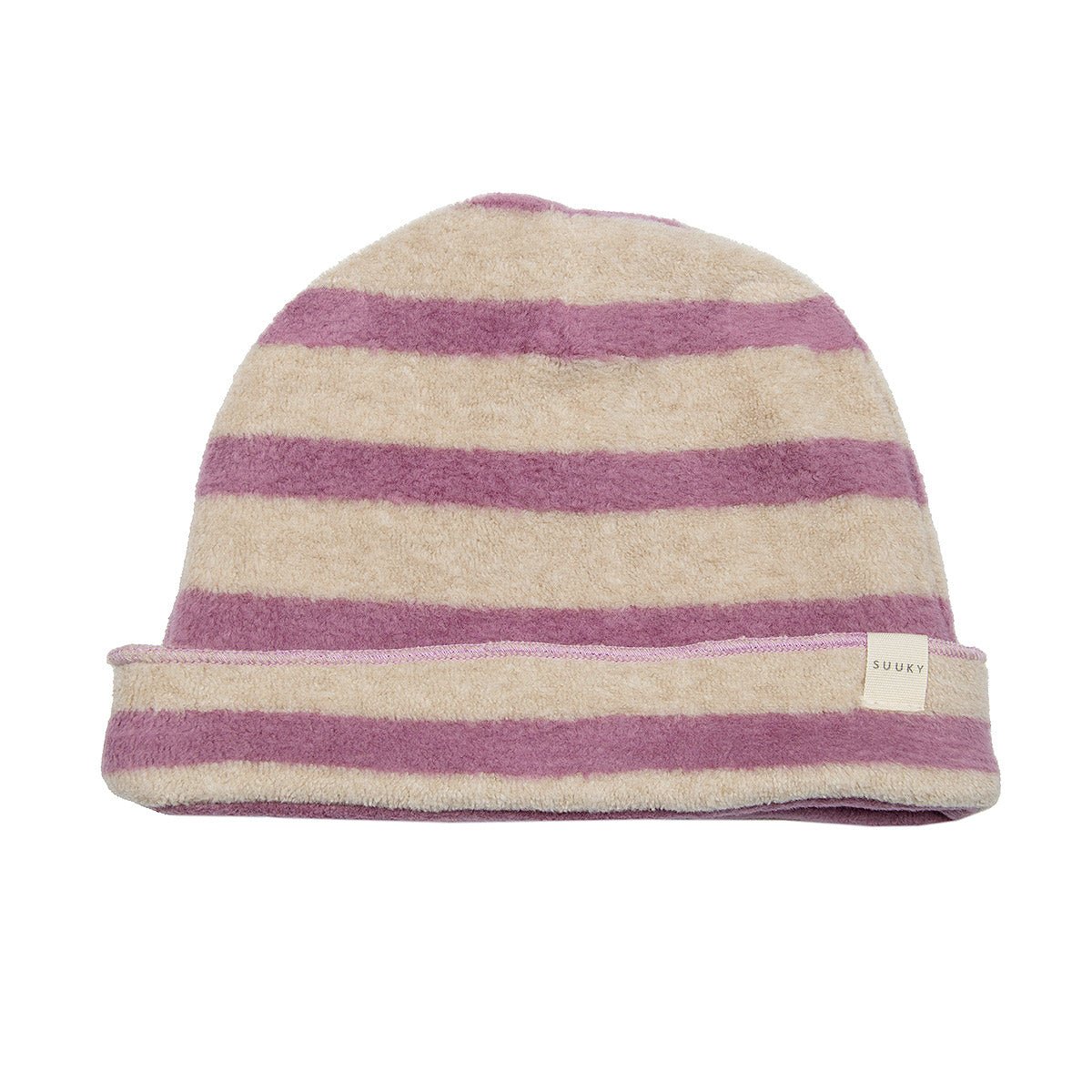 Soft Stripes Oatmeal & Grape Bonnet - Accessories Suuky Porto
