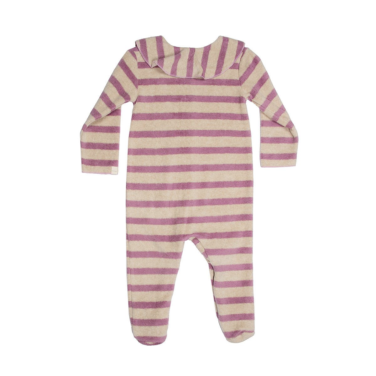 Soft Stripes Oatmeal & Grape Collar Onesie - Overalls Suuky Porto
