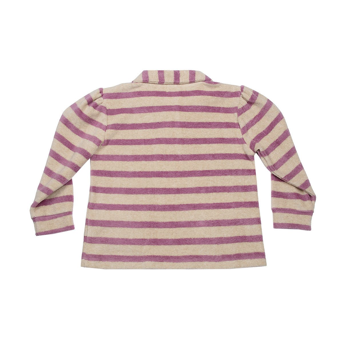 Soft Stripes Oatmeal & Grape Collar Sweatshirt - Tops Suuky Porto