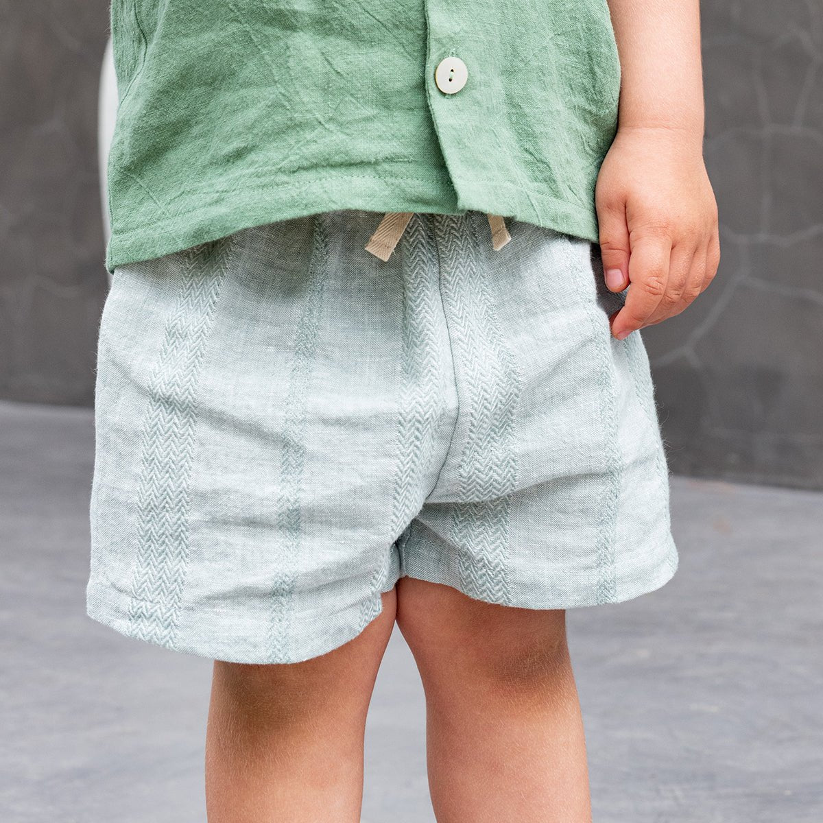 Textured Linen Long Shorts - Suuky Porto