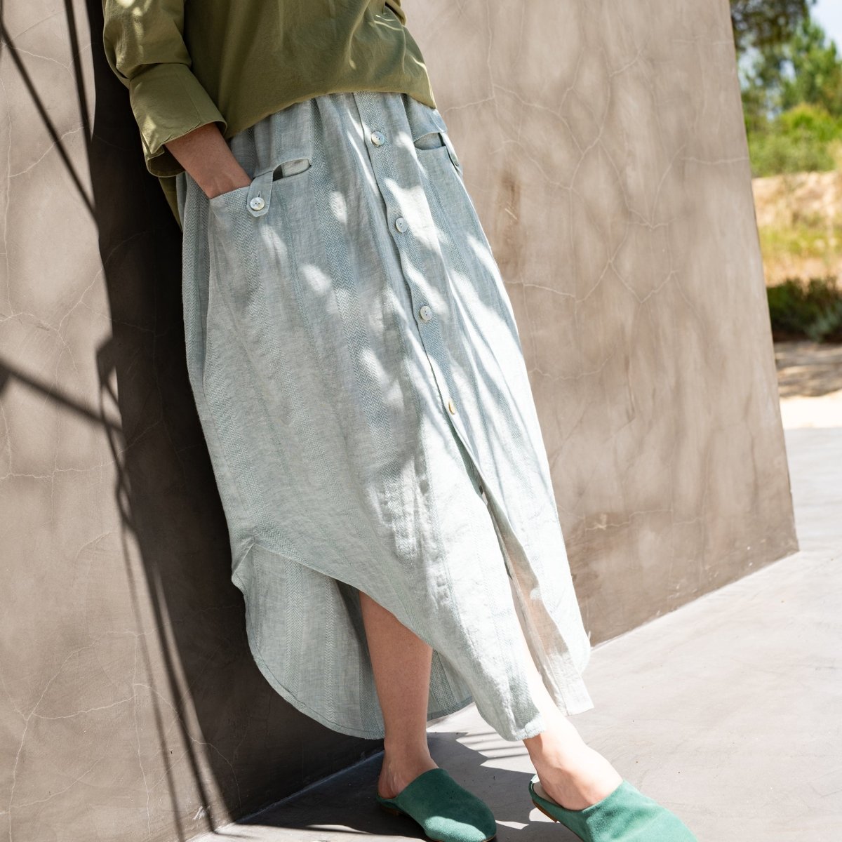 Textured Linen Woman Skirt - Suuky Porto
