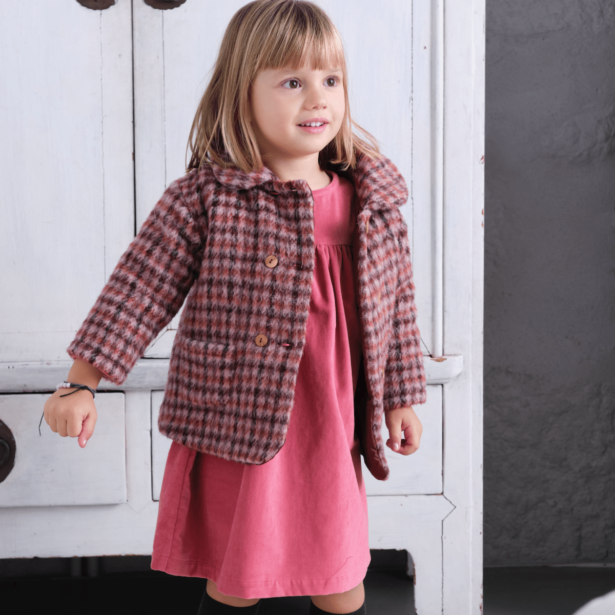 Wool Check Baby Coat - Suuky Porto