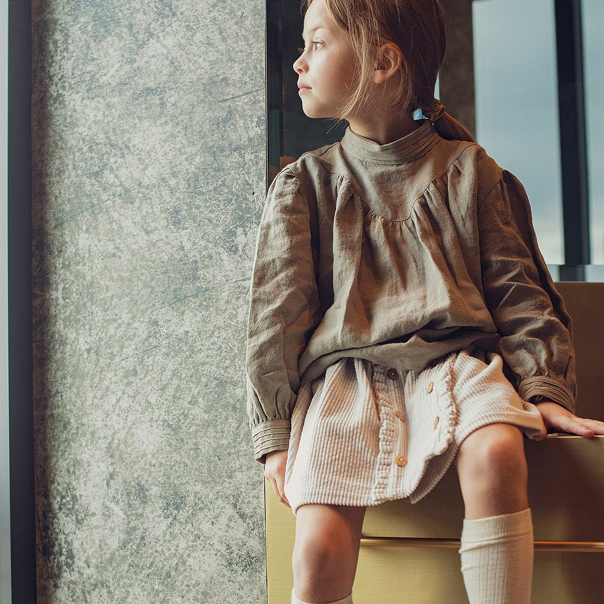 Corduroy Light Gray Skirt - Bottoms Suuky Porto