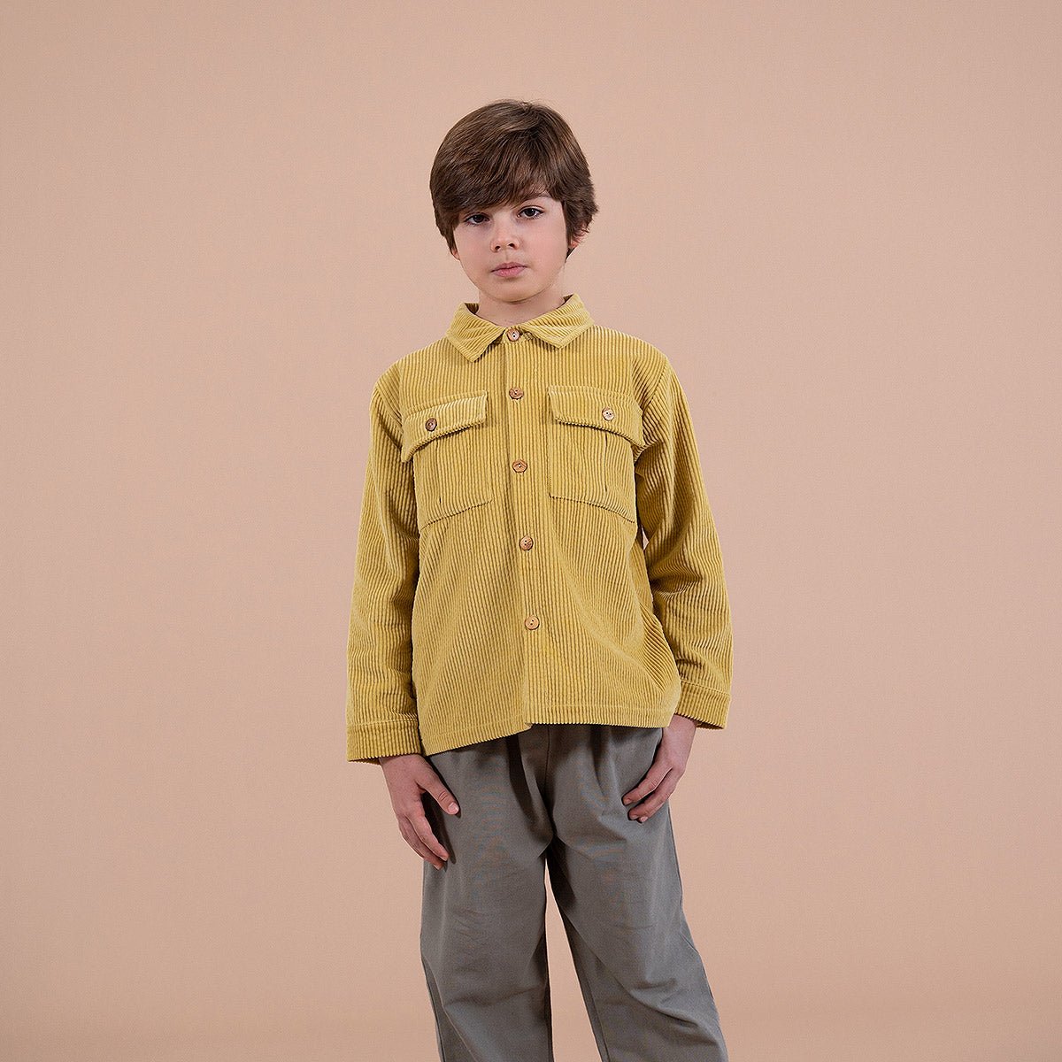 Corduroy Yellow Cream Overshirt - Tops Suuky Porto
