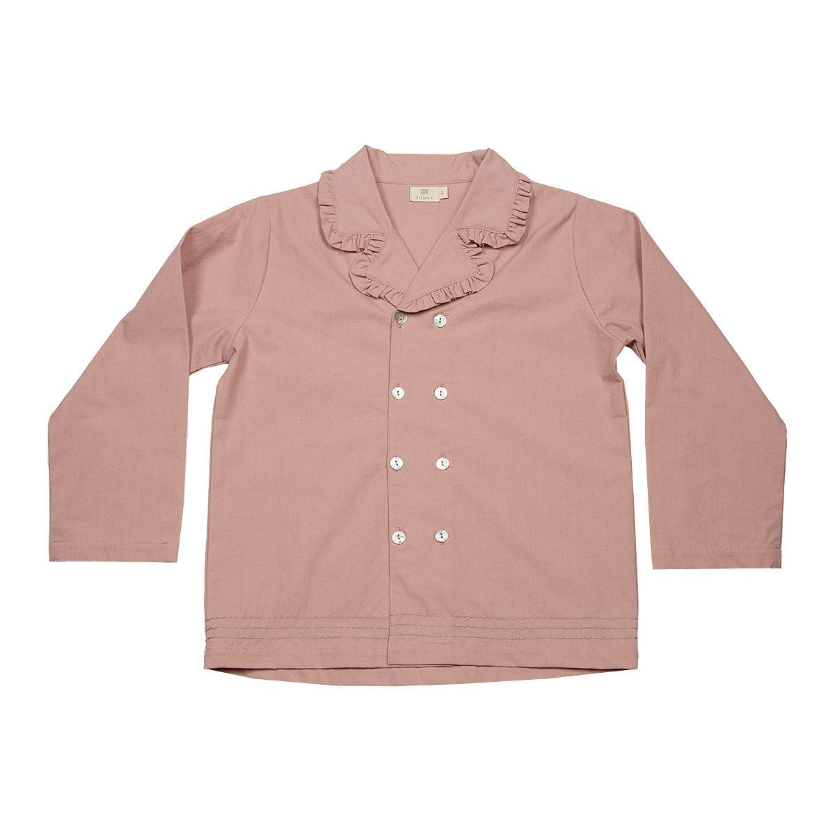 Deluxe Woven Rose Tan Collar Shirt - Tops Suuky Porto