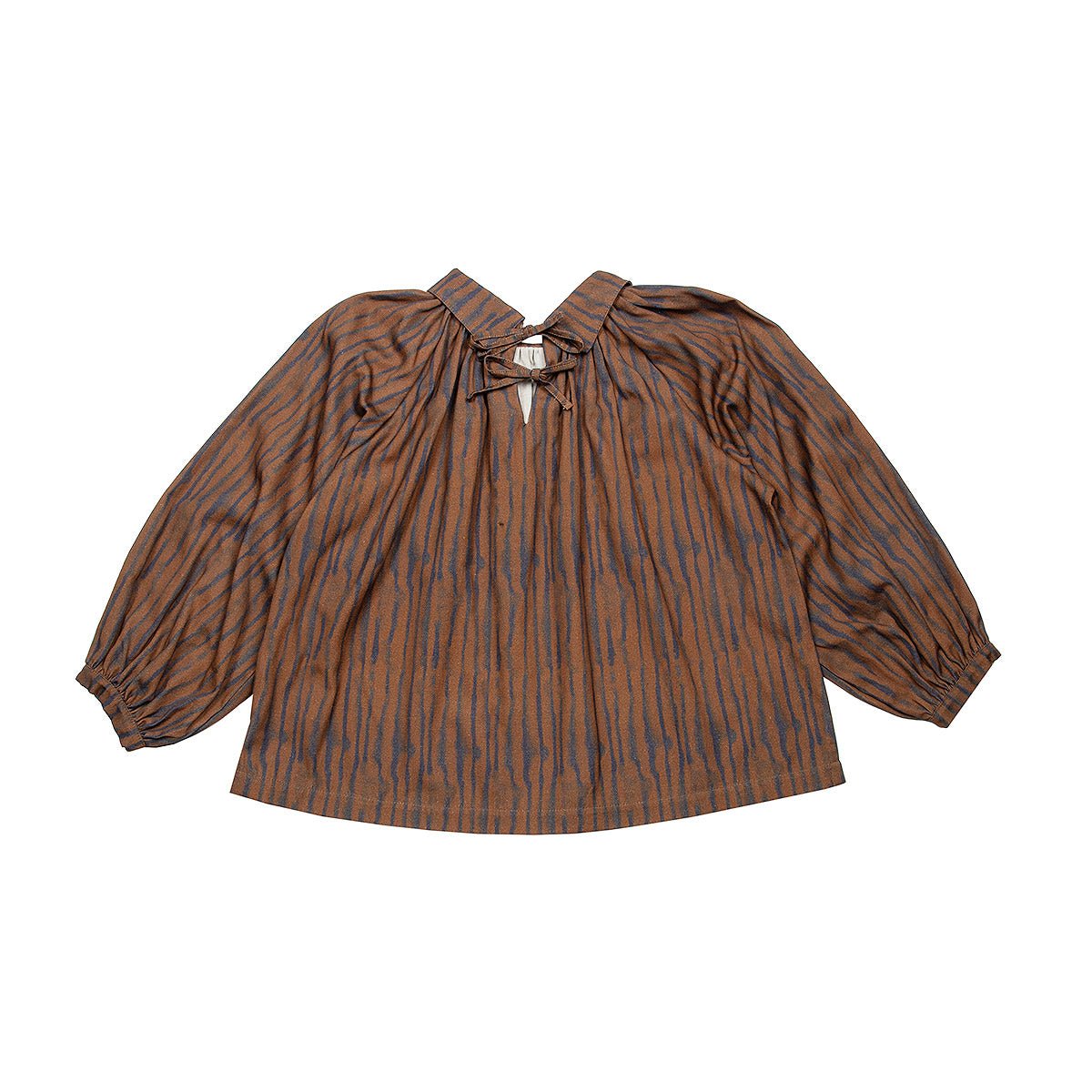 Irregular Stripes Ginger Collar Blouse - Tops Suuky Porto