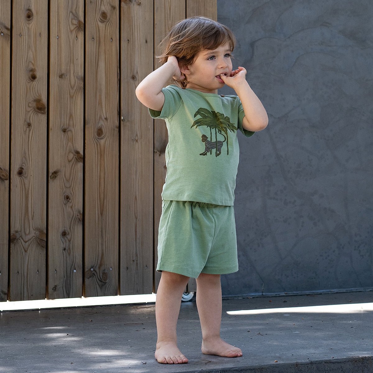Jersey Smoke Green Baby Shorts - Suuky Porto