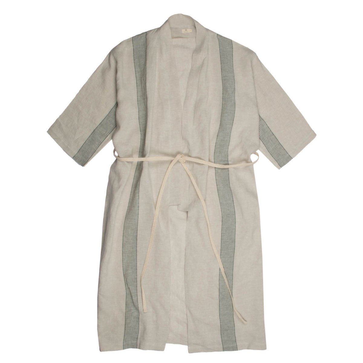 Linen Large Stripe Kimono - Suuky Porto