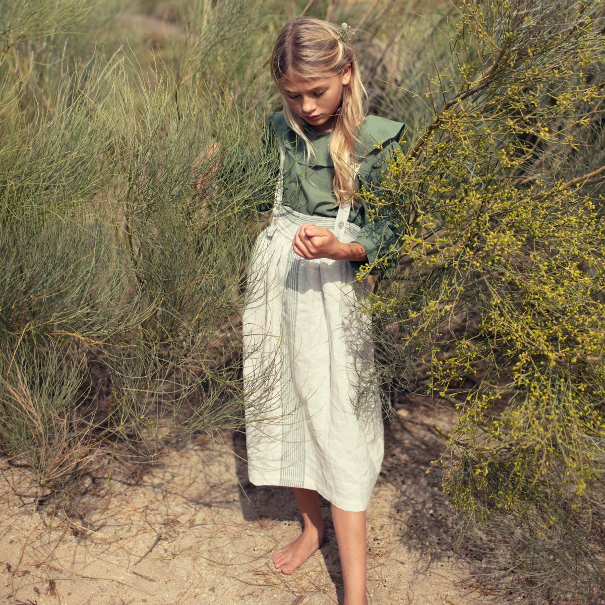 Linen Large Stripe Strap Dress - Suuky Porto