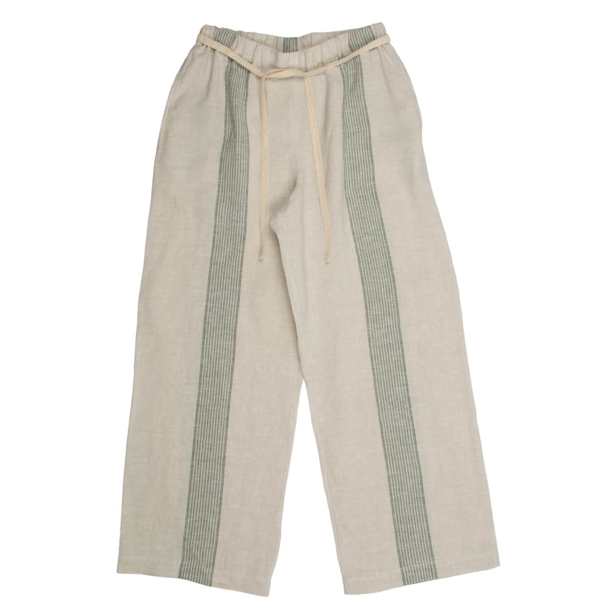 Linen Large Stripe Wide Pants - Suuky Porto