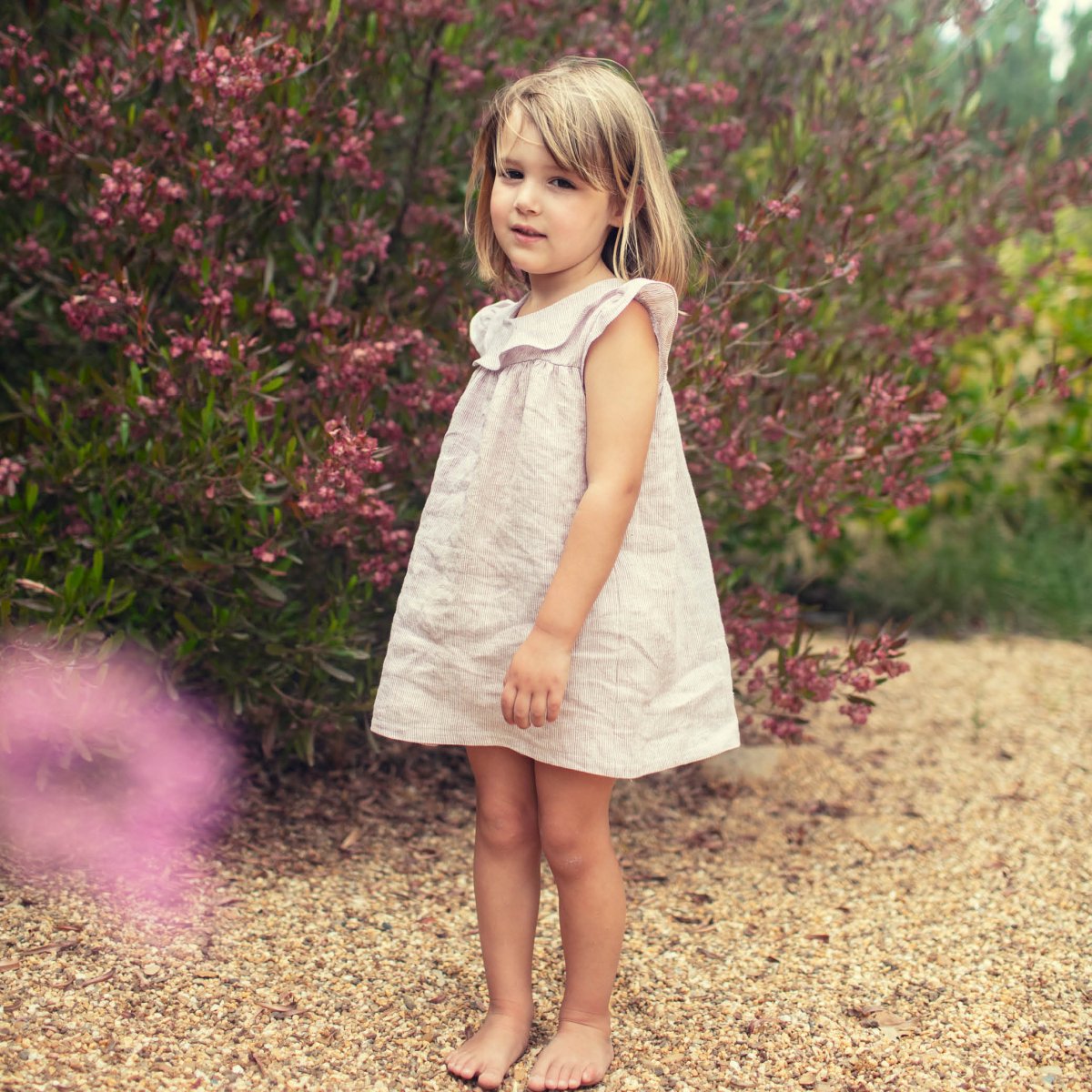 Linen Small Stripes baby Dress Set - Suuky Porto