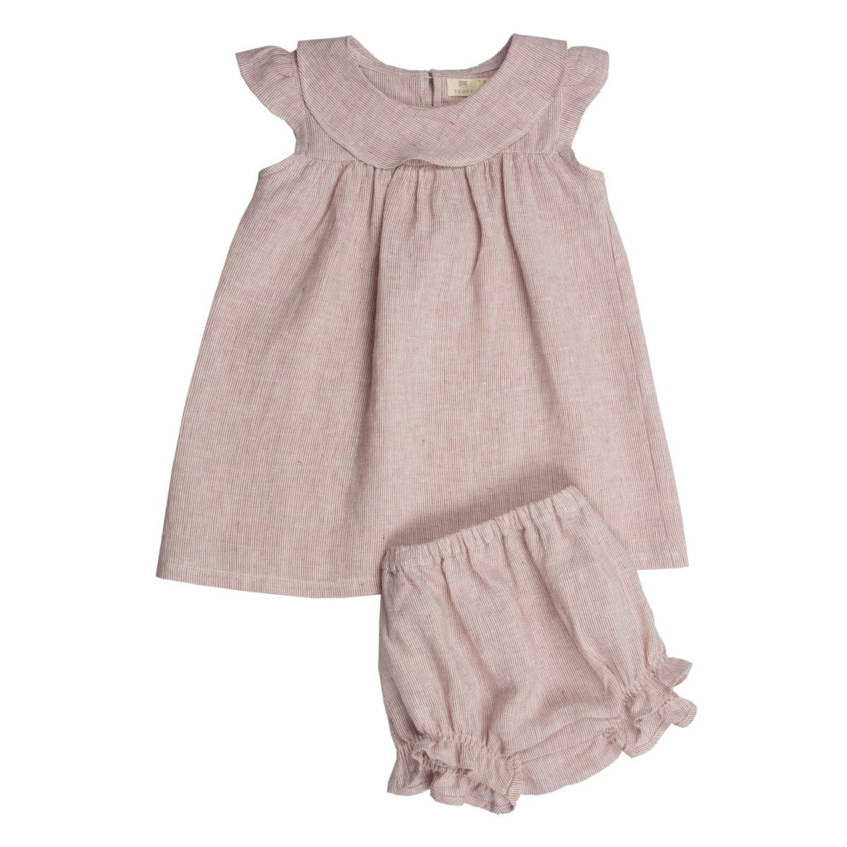 Linen Small Stripes baby Dress Set - Suuky Porto