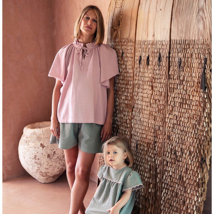 Seersucker Embroidered Baby Dress - Suuky Porto