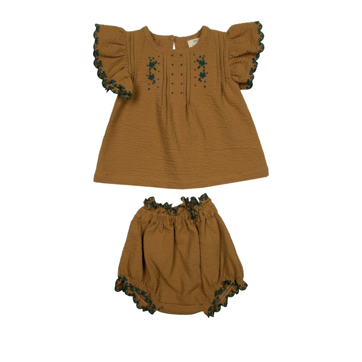 Seersucker Embroidered Baby Set - Suuky Porto