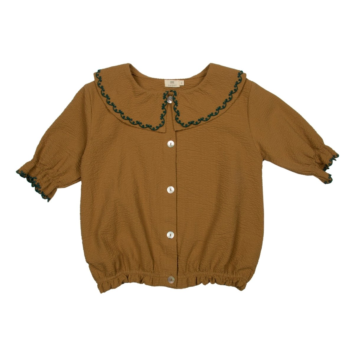 Seersucker Embroidered Blouse - Suuky Porto