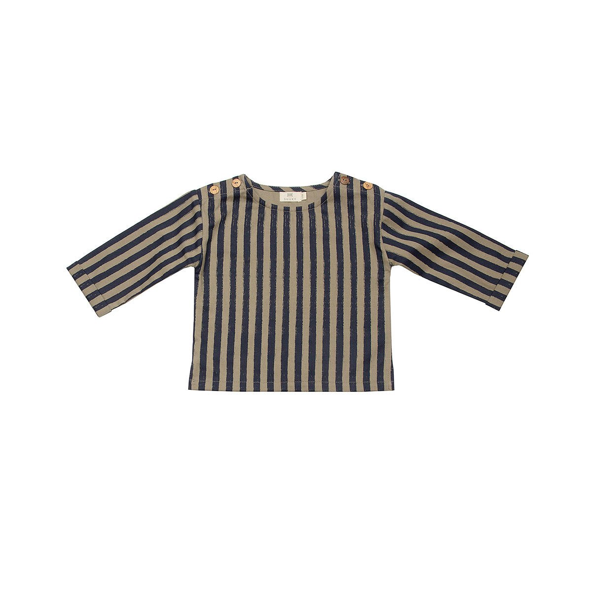 Soft Twill Silver Sage & Polar Navy Baby Top - Tops Suuky Porto
