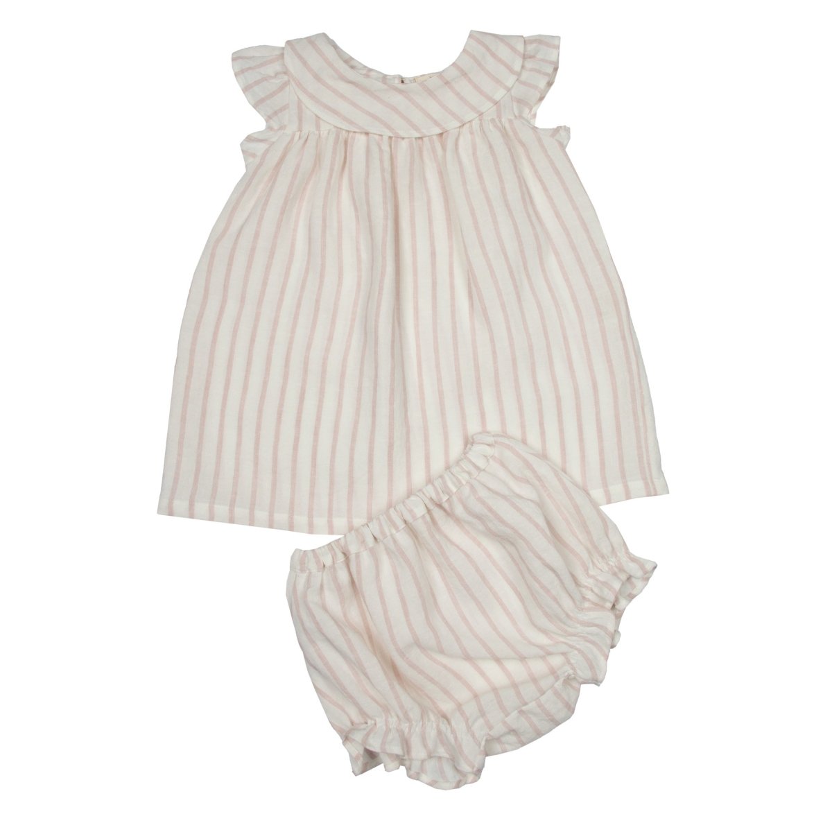 Striped Linen Baby Dress Set - Suuky Porto