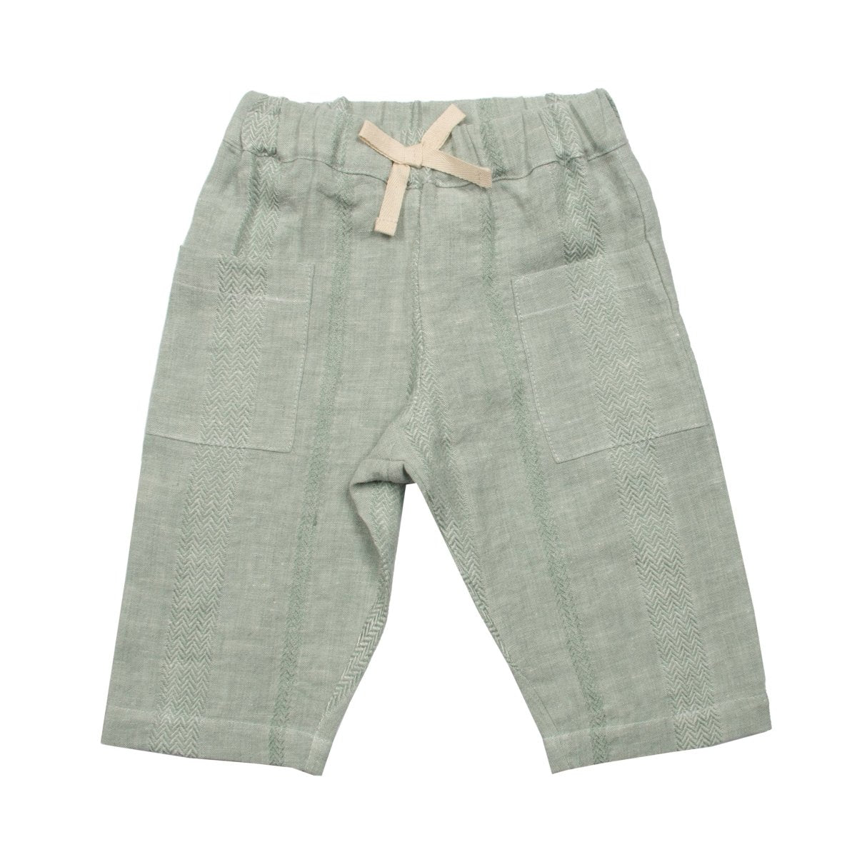 Textured Green Linen Baby Pants - Suuky Porto