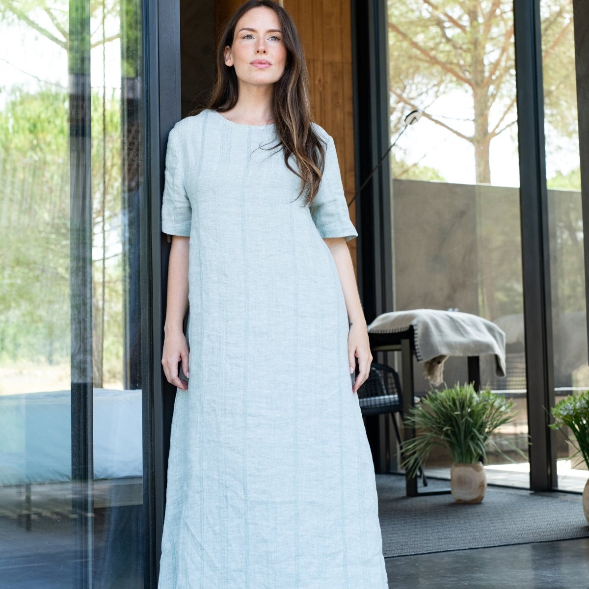 Textured Linen Woman Dress - Suuky Porto