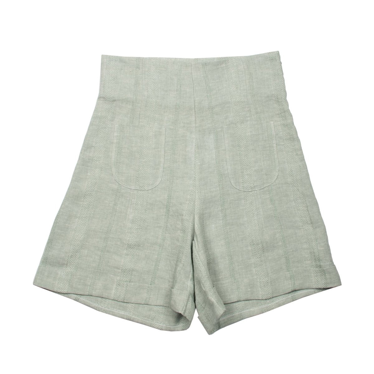 Textured Linen Woman High Waist Shorts - Suuky Porto
